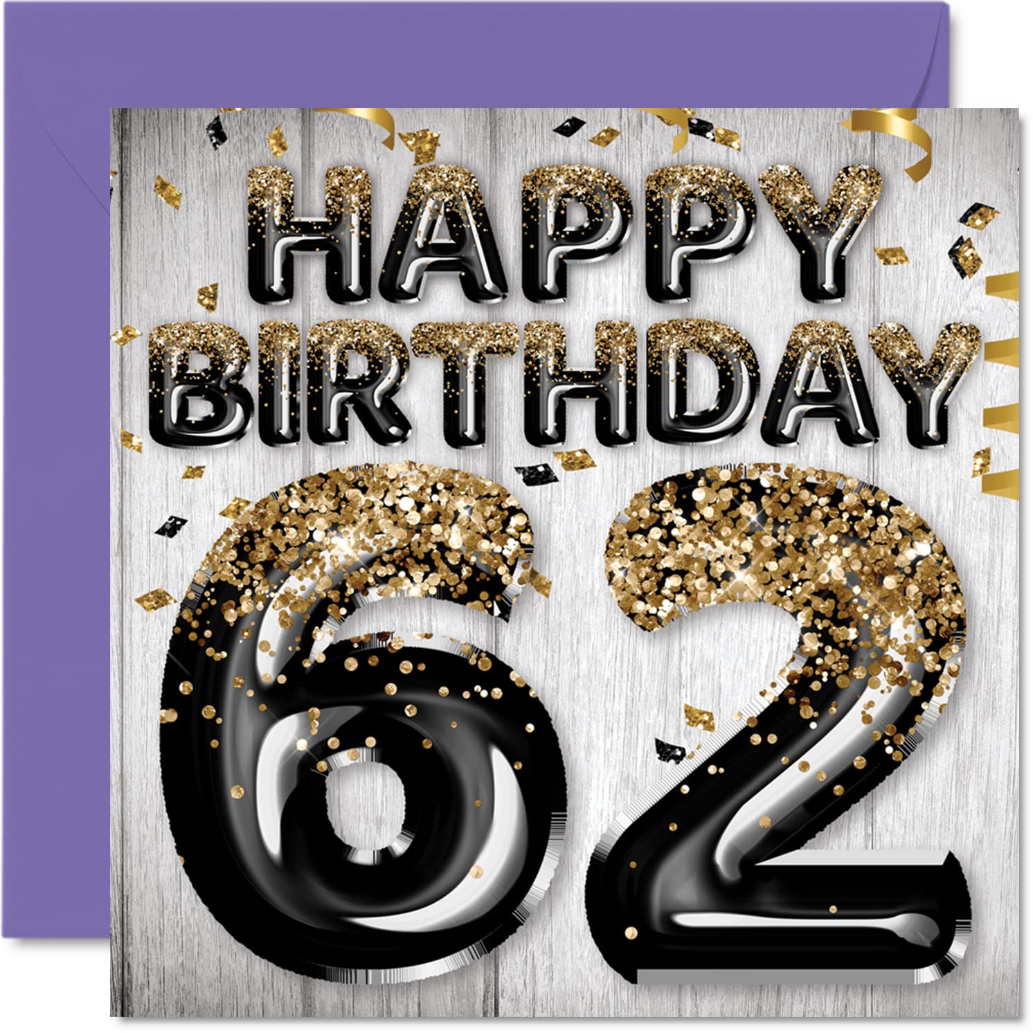 Amazon | Stuff4 62歳の誕生日カード 男性用 ブラック&ゴールド